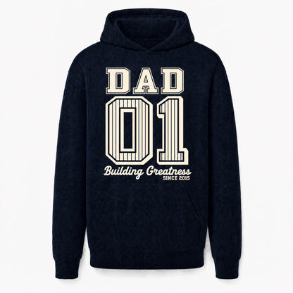 Custom Hoodie for Dad — "Dad 01" Baseball Print | Navy | Classic Fleece | Father's Day Gift