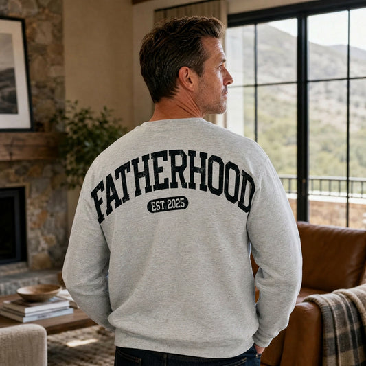 Father's Day Crewneck for Dad — "Fatherhood" Print | Customize Year | Vintage Fleece