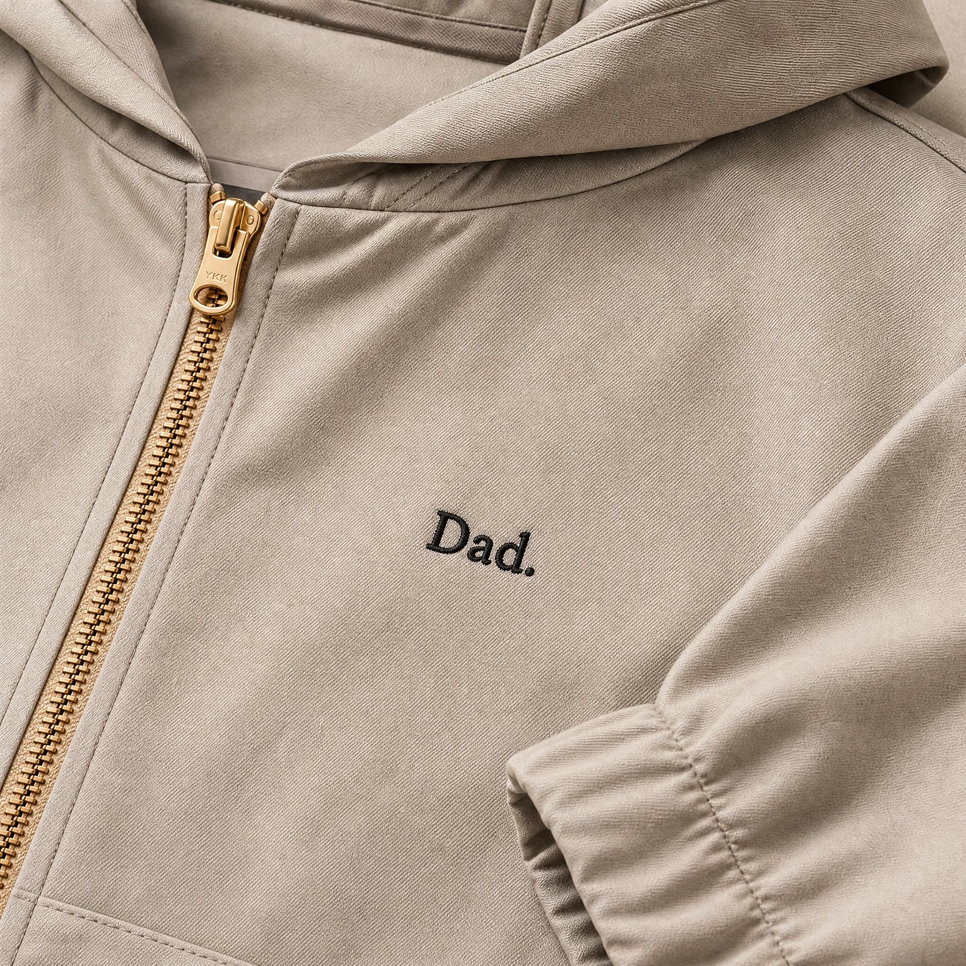 "Dad." Vintage Rain Jacket in Khaki — Embroidered Detail | Merchcraft