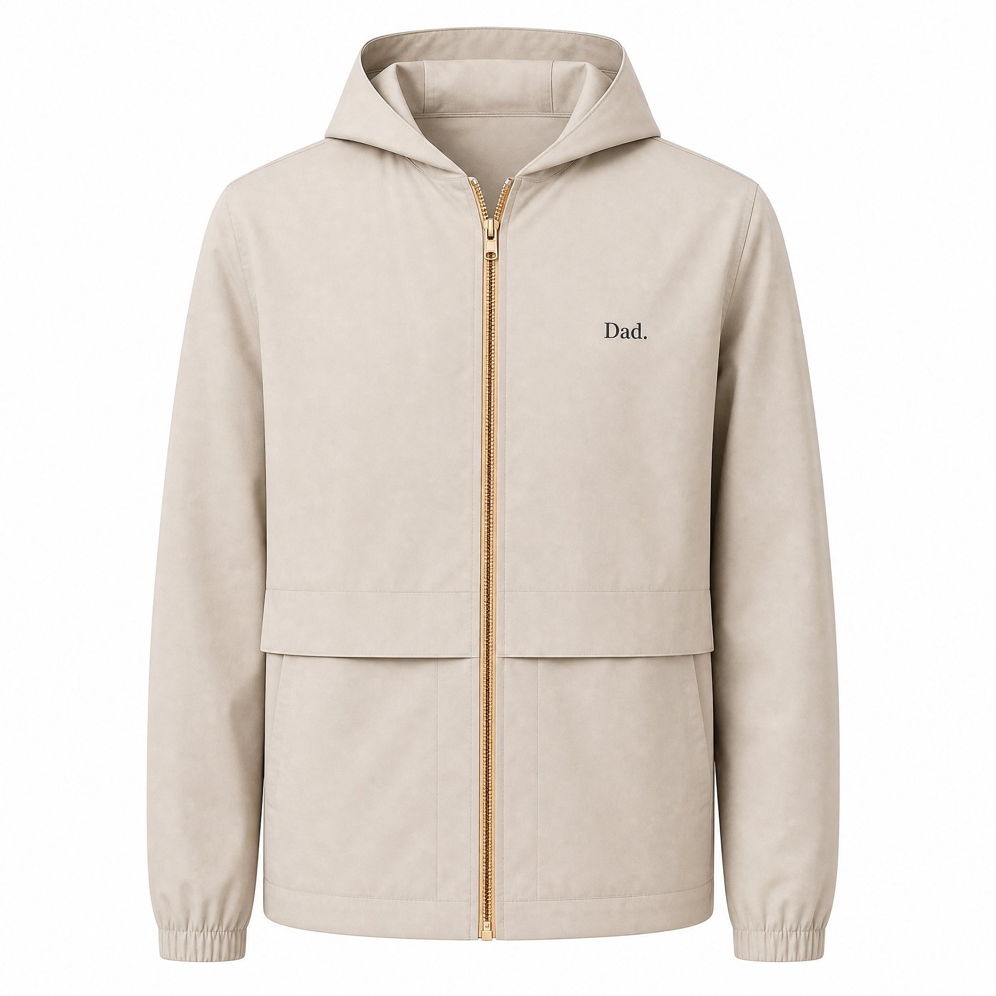 "Dad." Vintage Rain Jacket in Khaki — Flat Lay 2 | Merchcraft
