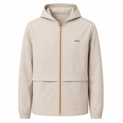 "Dad." Vintage Rain Jacket in Khaki — Flat Lay 2 | Merchcraft