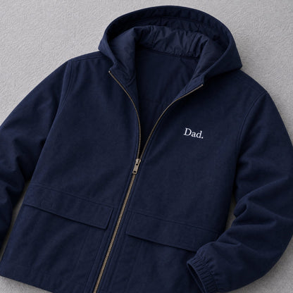 "Dad." Vintage Rain Jacket in Navy — Flat Lay | Merchcraft