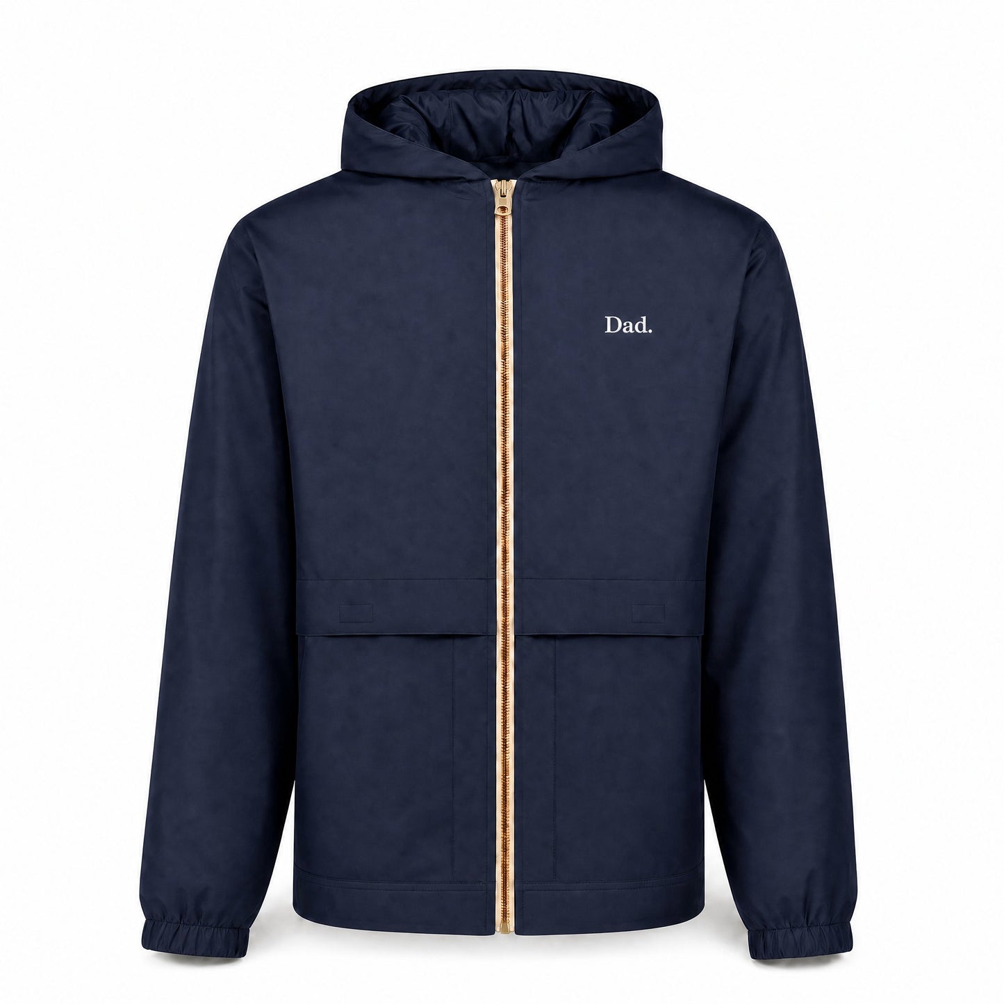 "Dad." Vintage Rain Jacket in Navy — Flat Lay Detail | Merchcraft