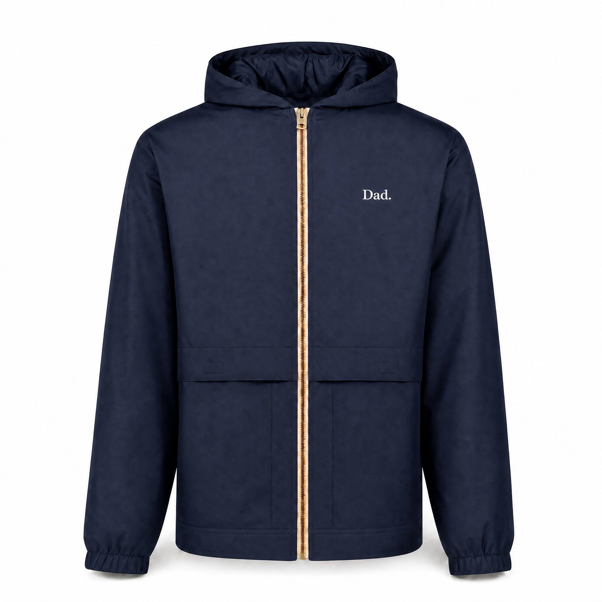"Dad." Vintage Rain Jacket in Navy — Flat Lay Detail | Merchcraft