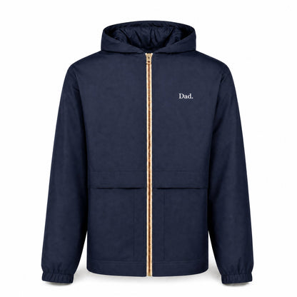 "Dad." Vintage Rain Jacket in Navy — Flat Lay Detail | Merchcraft