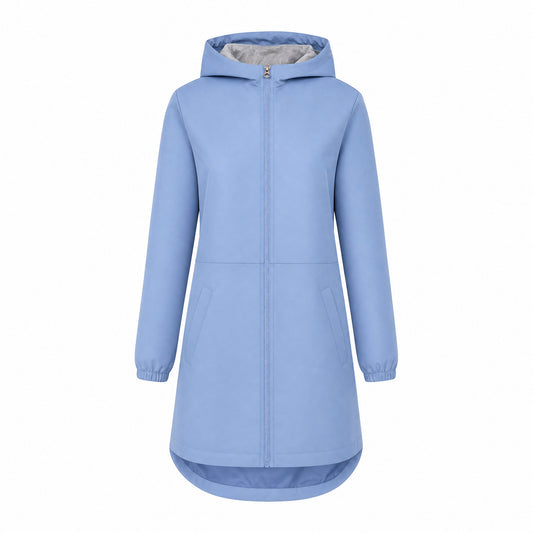 Custom Vintage Long Rain Jacket Slim Fit in Iris | Merchcraft