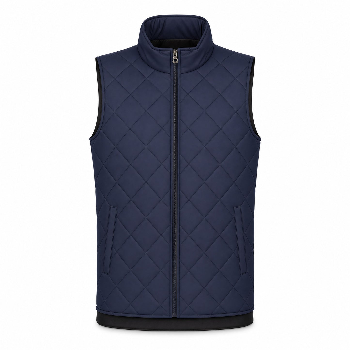 Custom Vintage Quilt Vest Slim Fit in Navy | Merchcraft