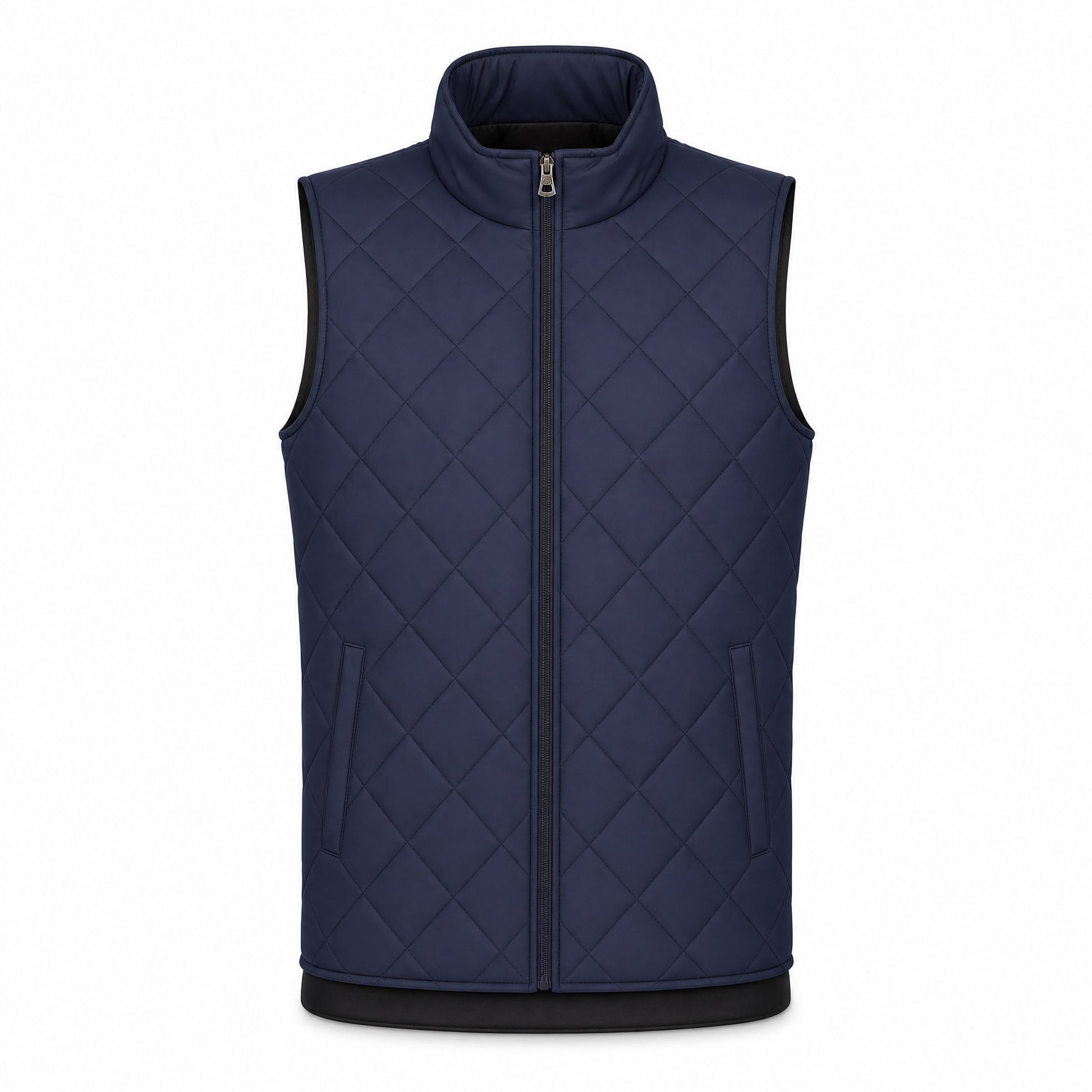 Custom Vintage Quilt Vest Slim Fit in Navy | Merchcraft