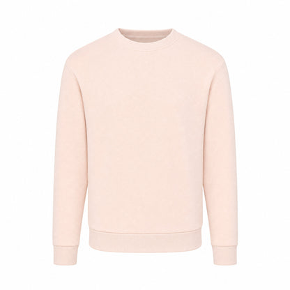 Custom Cloud-Soft Fleece Crewneck Sweater with Pockets in Cameo Pink | Merchcraft