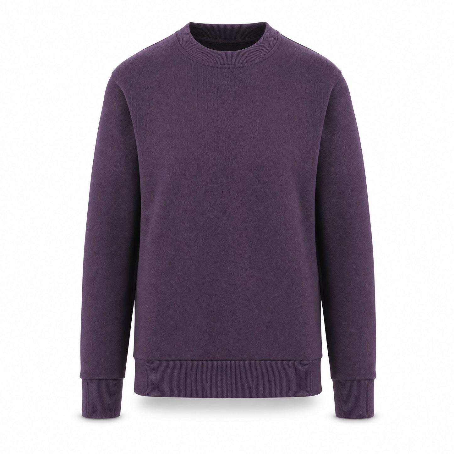 Custom Cloud-Soft Fleece Crewneck Sweater with Pockets in Eggplant | Merchcraft