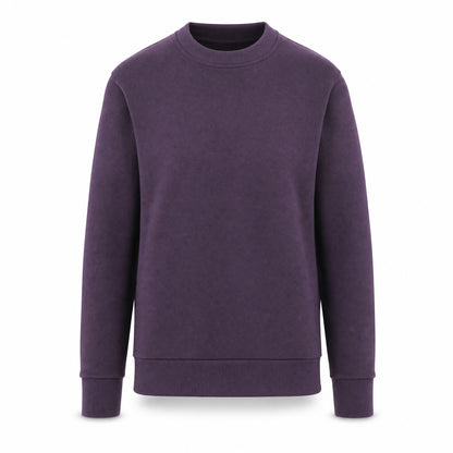 Custom Cloud-Soft Fleece Crewneck Sweater with Pockets in Eggplant | Merchcraft