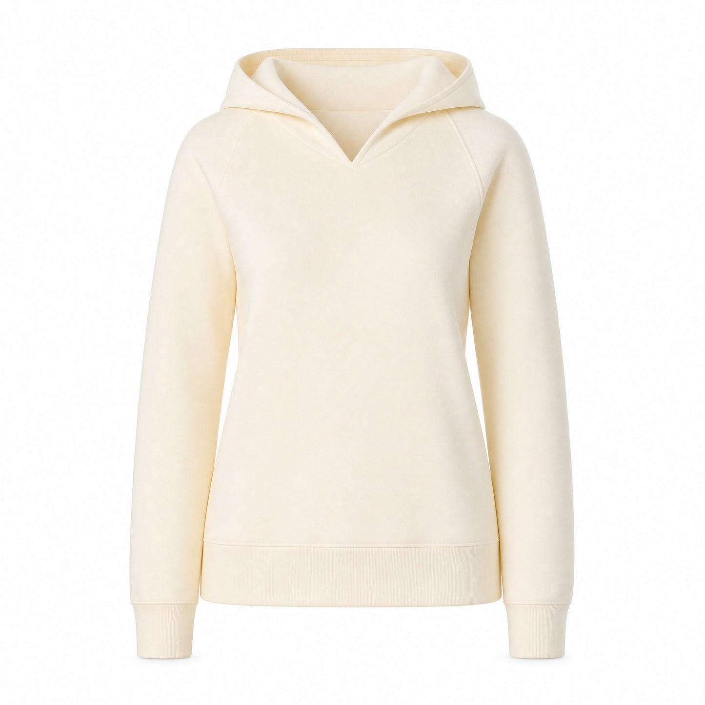 Custom Coastal Color V-Neck Hoodie Sweater in Vanilla | Merchcraft