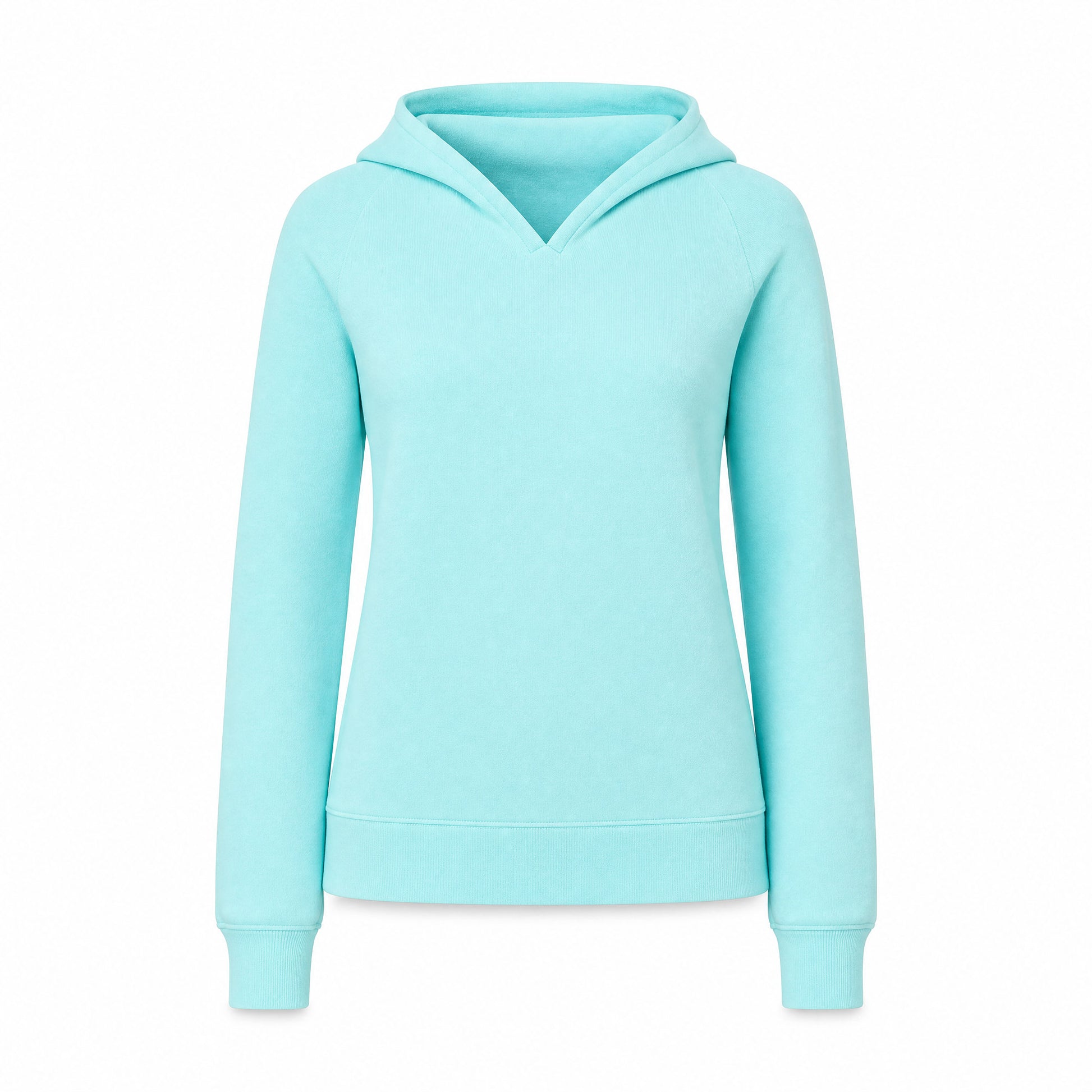 Custom Coastal Color V-Neck Hoodie Sweater in Barbados Blue | Merchcraft