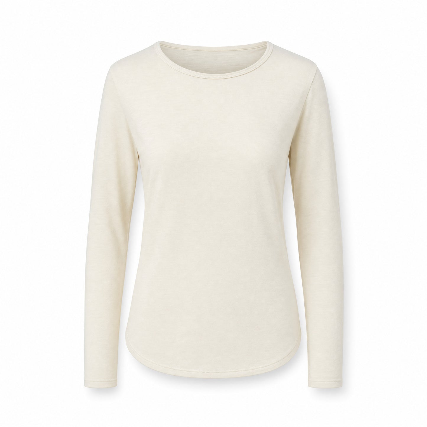 Custom Classic Long-Sleeve T-Shirt with Curved Hem Slim Fit in Ecru | Merchcraft