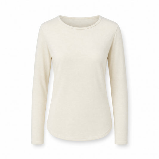 Custom Classic Long-Sleeve T-Shirt with Curved Hem Slim Fit in Ecru | Merchcraft