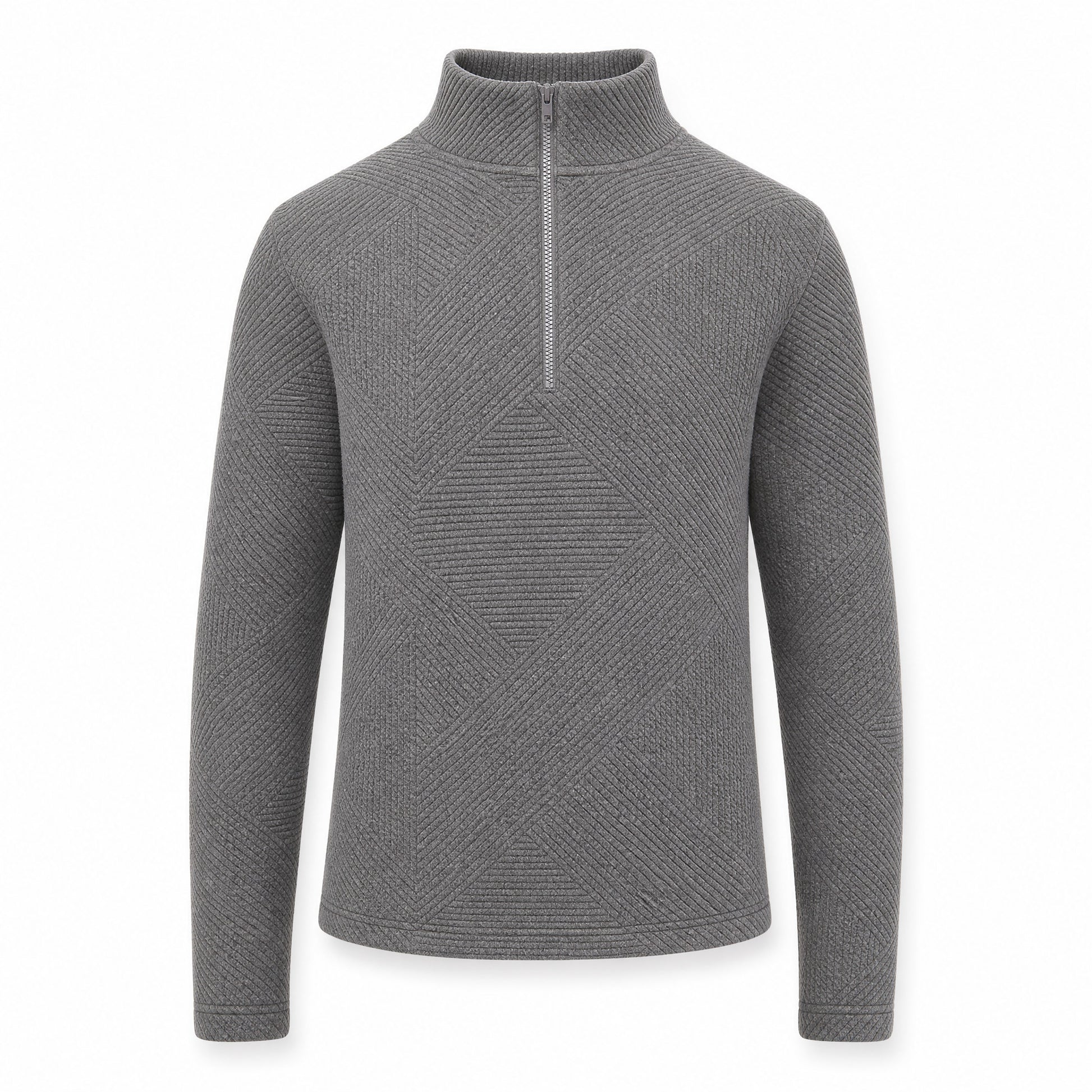 Custom Quarter Zip Sweater with Zig-Zag Quilting in Graphite | Merchcraft