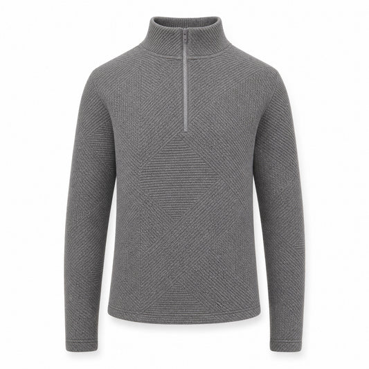 Custom Quarter Zip Sweater with Zig-Zag Quilting in Graphite | Merchcraft