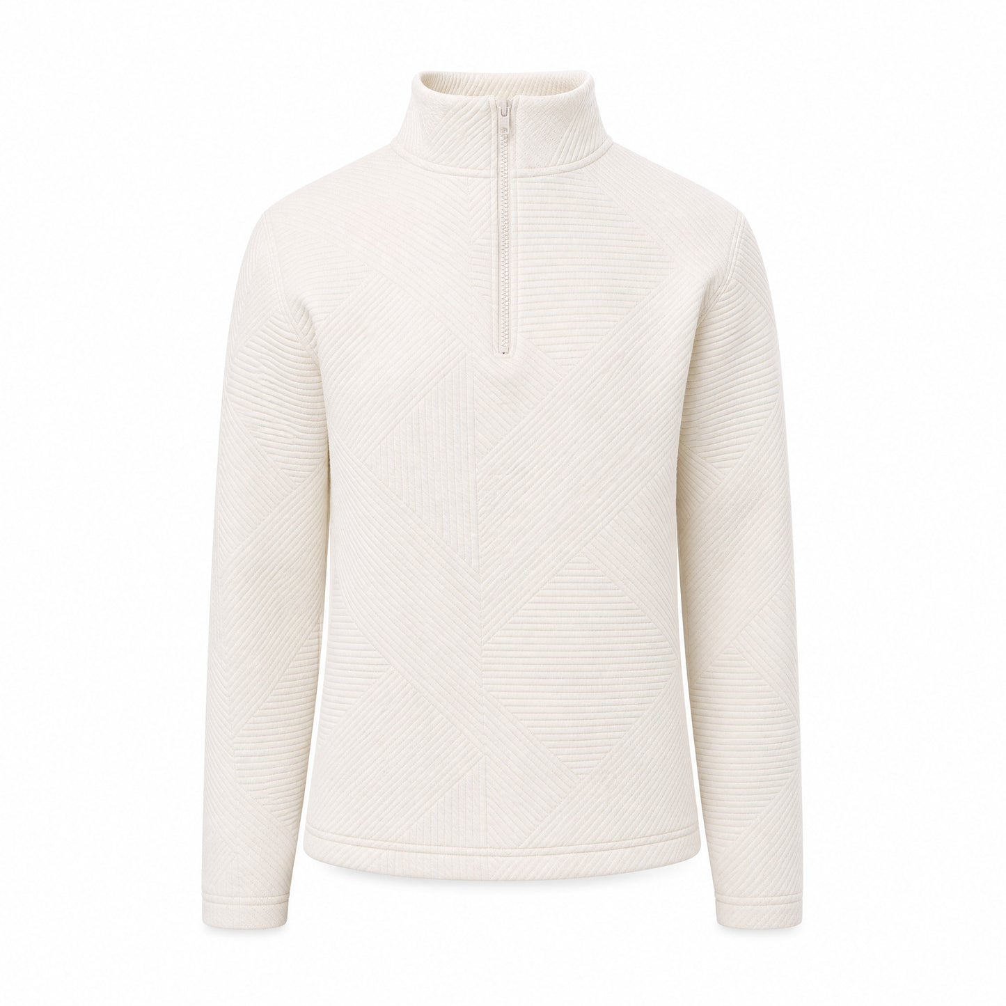 Custom Quarter Zip Sweater with Zig-Zag Quilting in Vintage White | Merchcraft