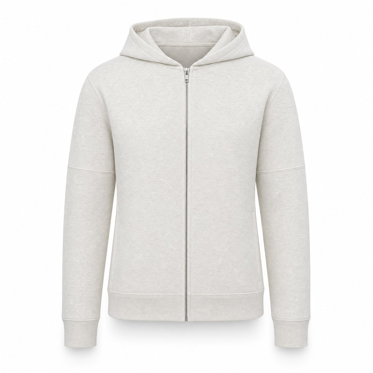 Custom Vintage Fleece Full Zip Sweater Slim Fit in Oatmeal | Merchcraft
