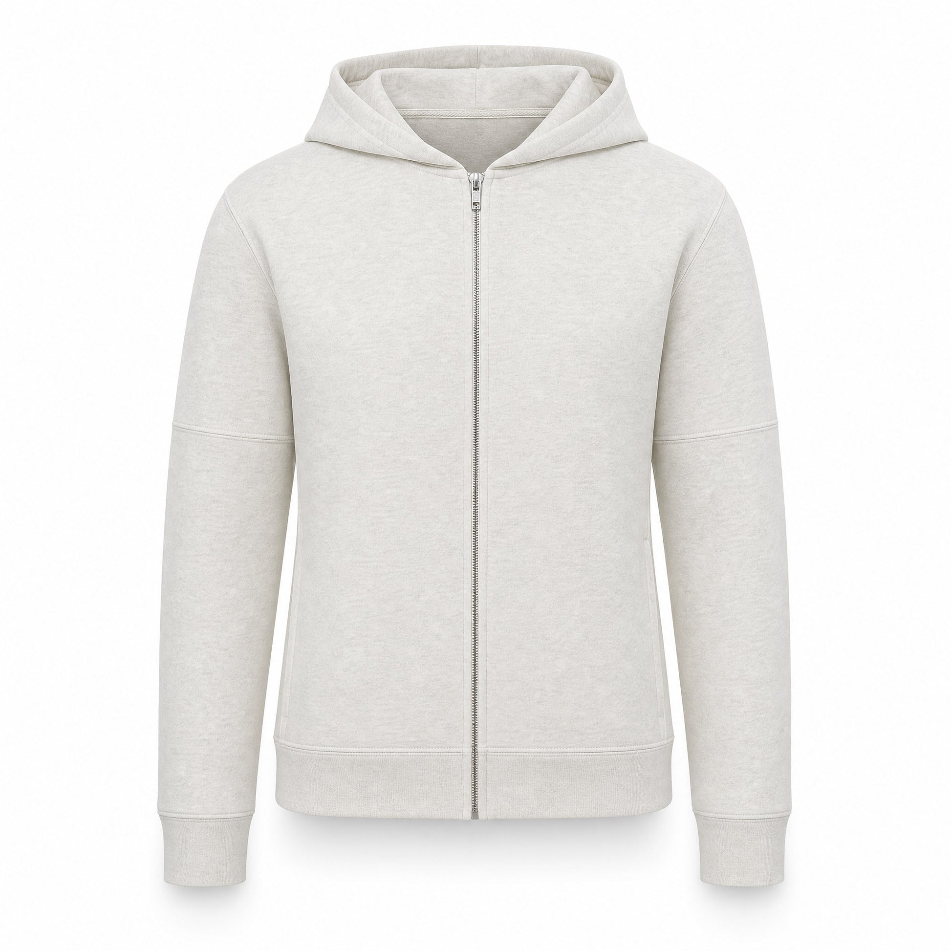 Custom Vintage Fleece Full Zip Sweater Slim Fit in Oatmeal | Merchcraft
