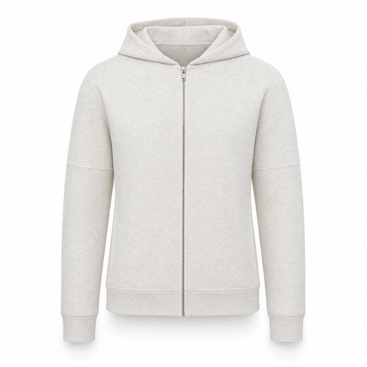 Custom Vintage Fleece Full Zip Sweater Slim Fit in Oatmeal | Merchcraft