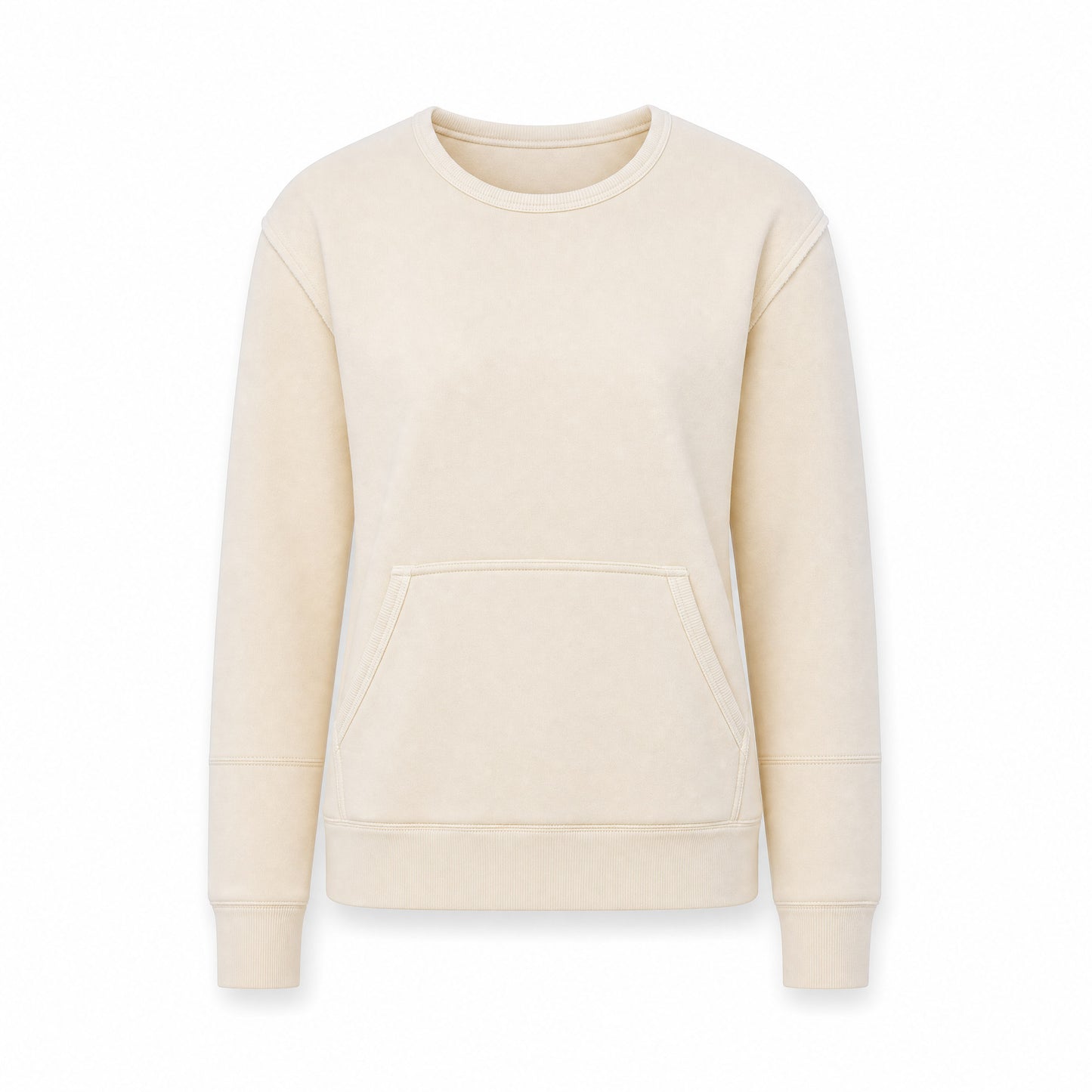 Custom Coastal Color Crewneck Sweater with Front Pocket Slim Fit in Vanilla | Merchcraft
