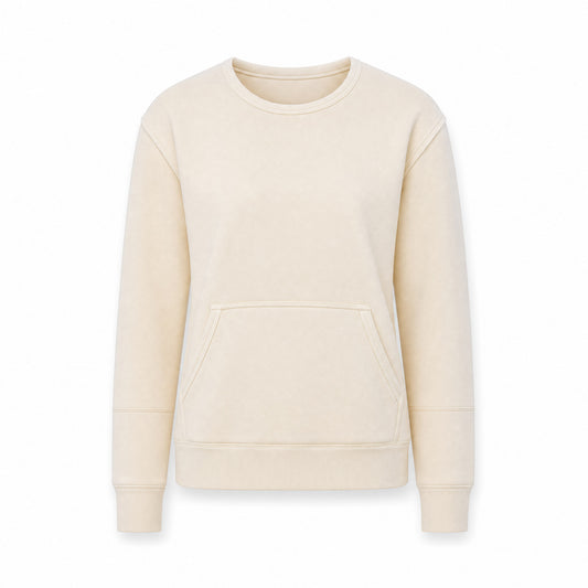 Custom Coastal Color Crewneck Sweater with Front Pocket Slim Fit in Vanilla | Merchcraft