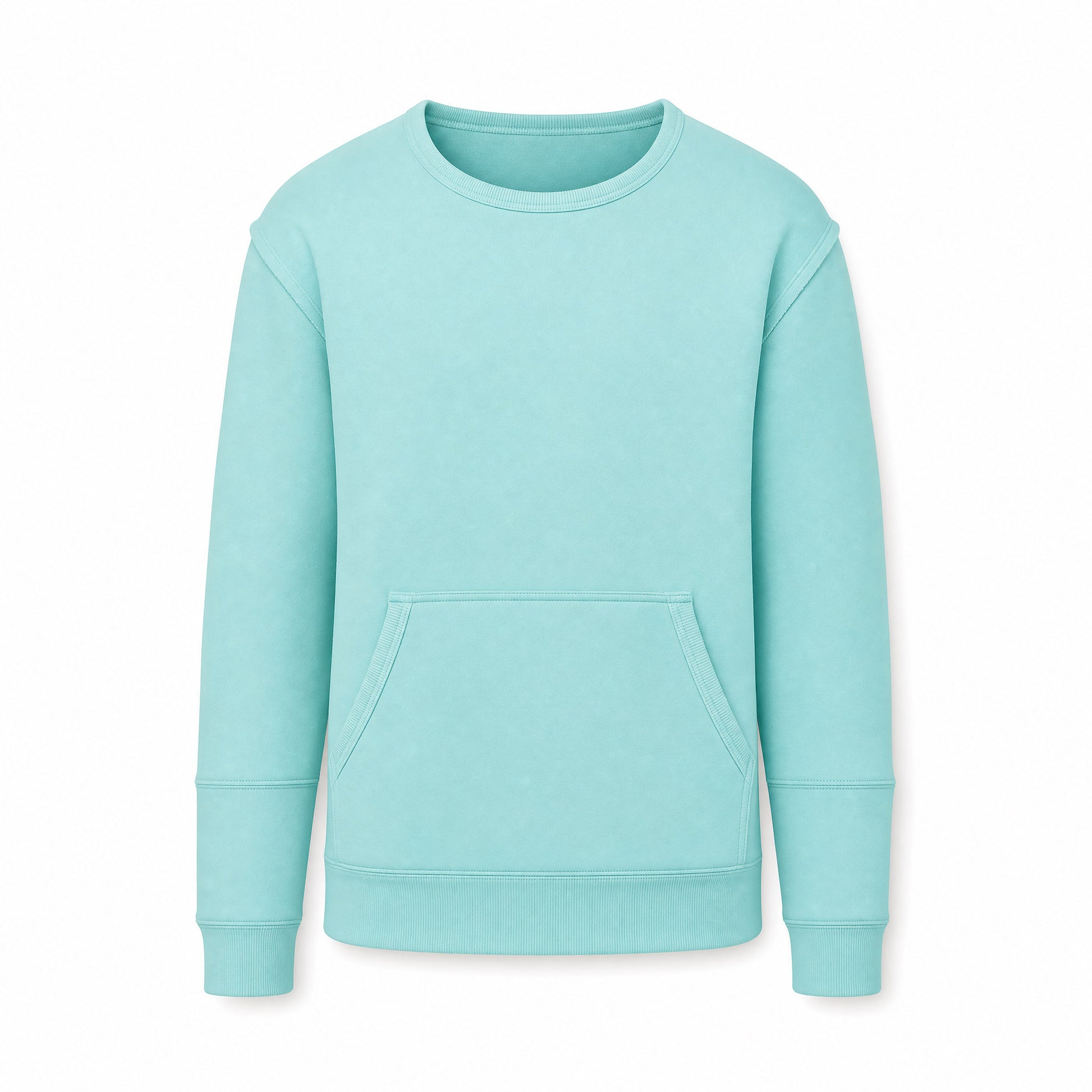 Custom Coastal Color Crewneck Sweater with Front Pocket Slim Fit in Barbados Blue | Merchcraft