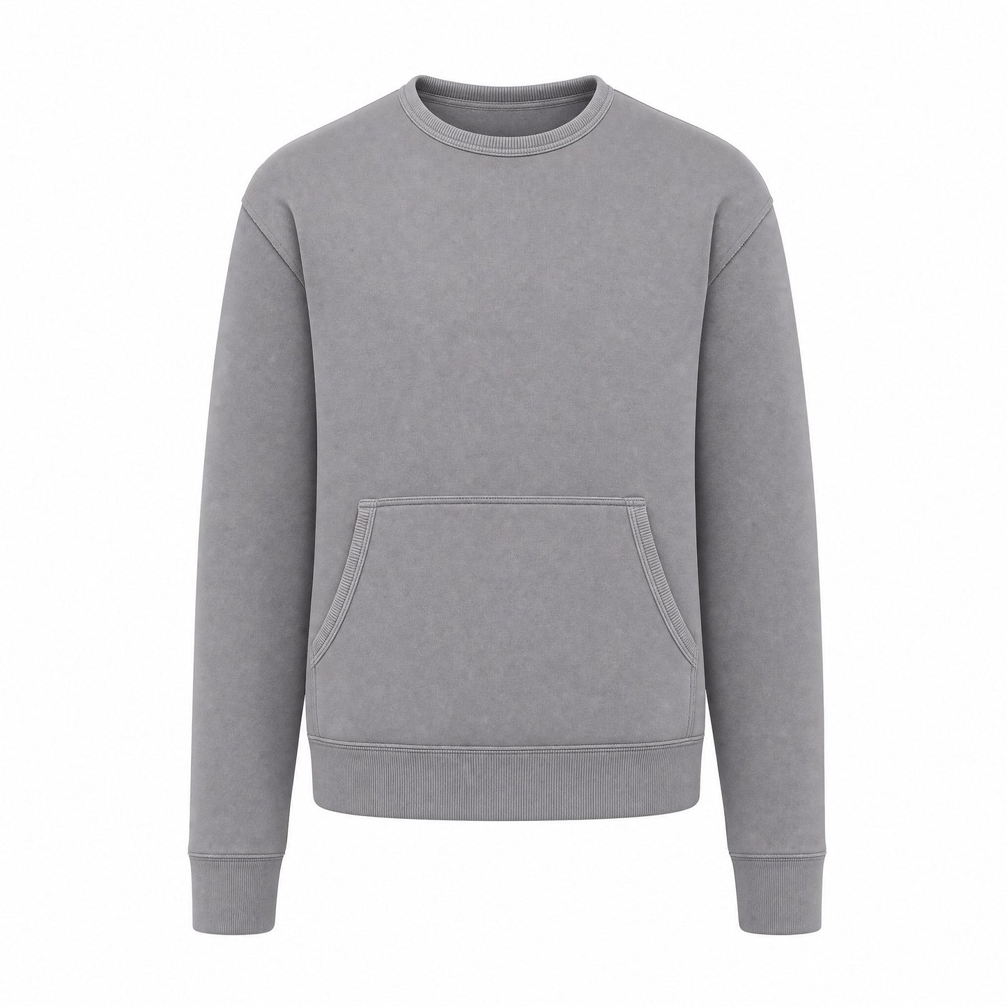Custom Coastal Color Crewneck Sweater with Front Pocket Slim Fit in Hazy Days | Merchcraft
