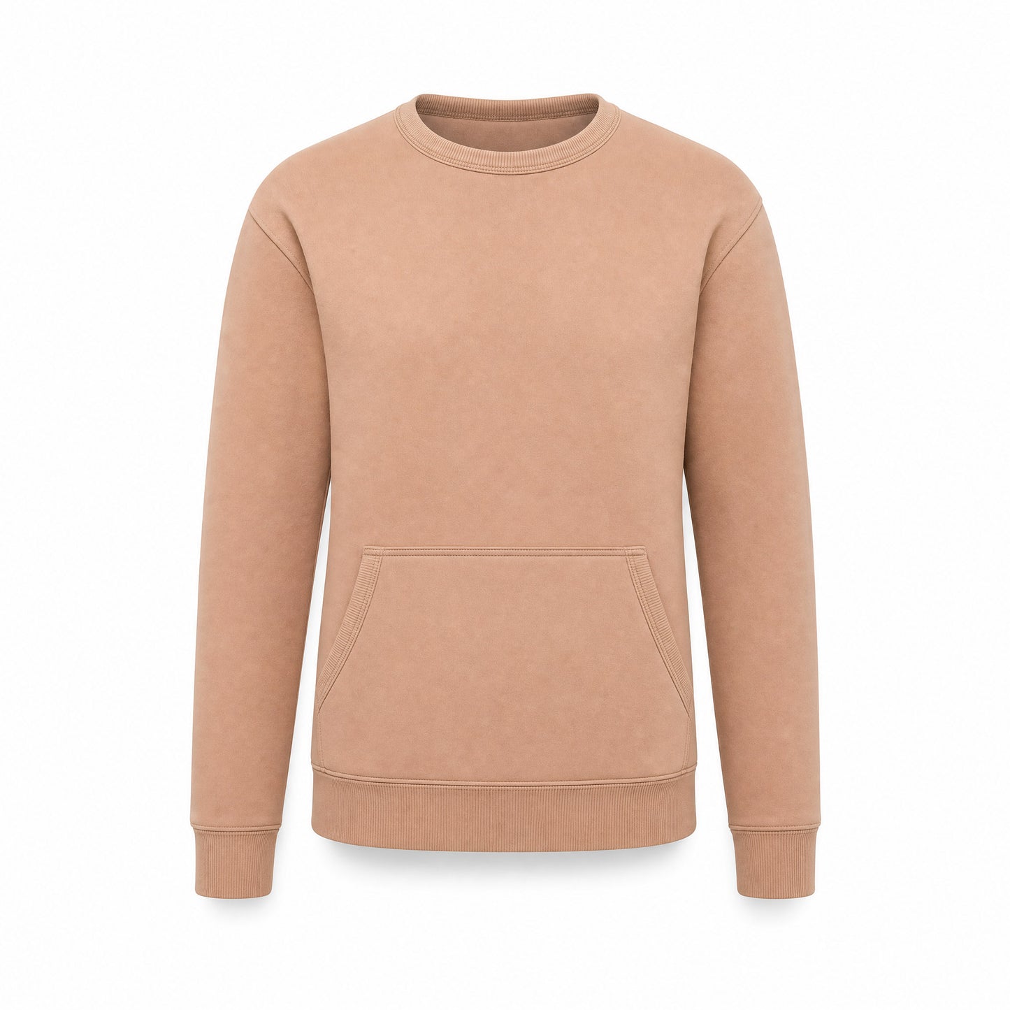 Custom Coastal Color Crewneck Sweater with Front Pocket Slim Fit in Desert Sand | Merchcraft