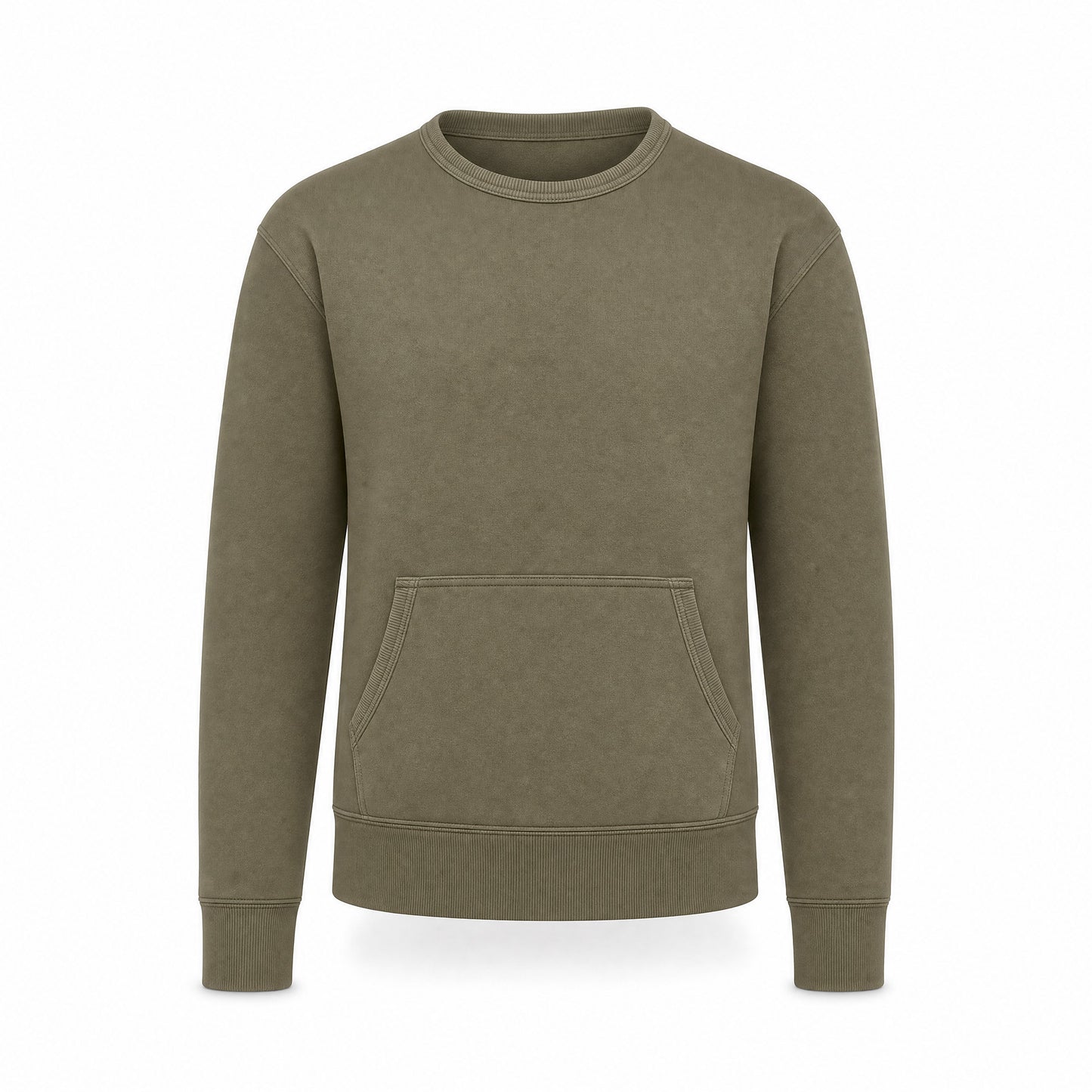 Custom Coastal Color Crewneck Sweater with Front Pocket Slim Fit in Olive Branch | Merchcraft