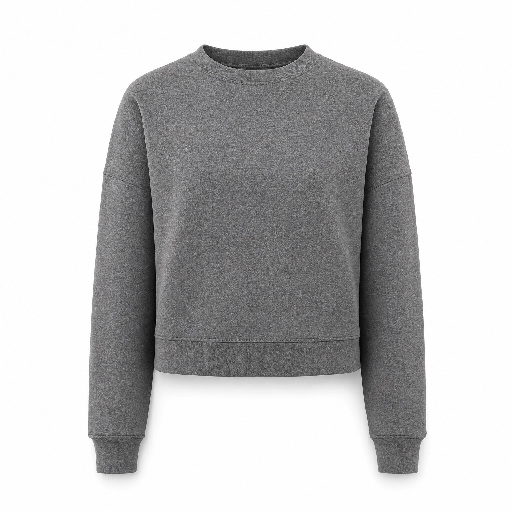 Custom Vintage Fleece Crewneck Crop Sweater in Charcoal | Merchcraft