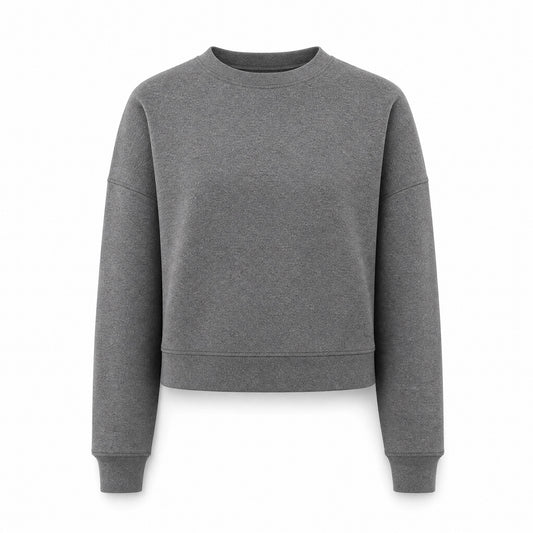 Custom Vintage Fleece Crewneck Crop Sweater in Charcoal | Merchcraft